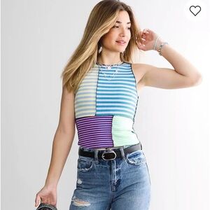 Gilded Intent Multicolor Striped Patchwork Tank